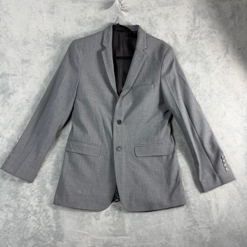 Calvin Klein Womens 20 Gray Blazer Suit Jacket Two-Button Stretch Quiet Luxury